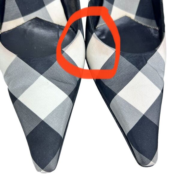 Diego Dolcini Low Heel Pointed Toe Stiletto Size US 5.5 EU 36 Gingham Italy Made - Picture 6 of 12